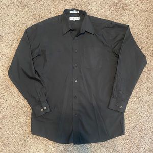 Mens black cotton button down dress shirt sz 34 35 Large